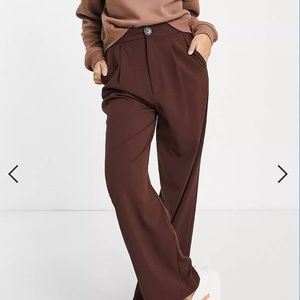 NWT Stradivarius Petite wide leg relaxed dad pants trousers 4 brown